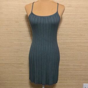 A&F Teal Blue Green Ribbed Crossback Elevated Knit Mini Dress size Small